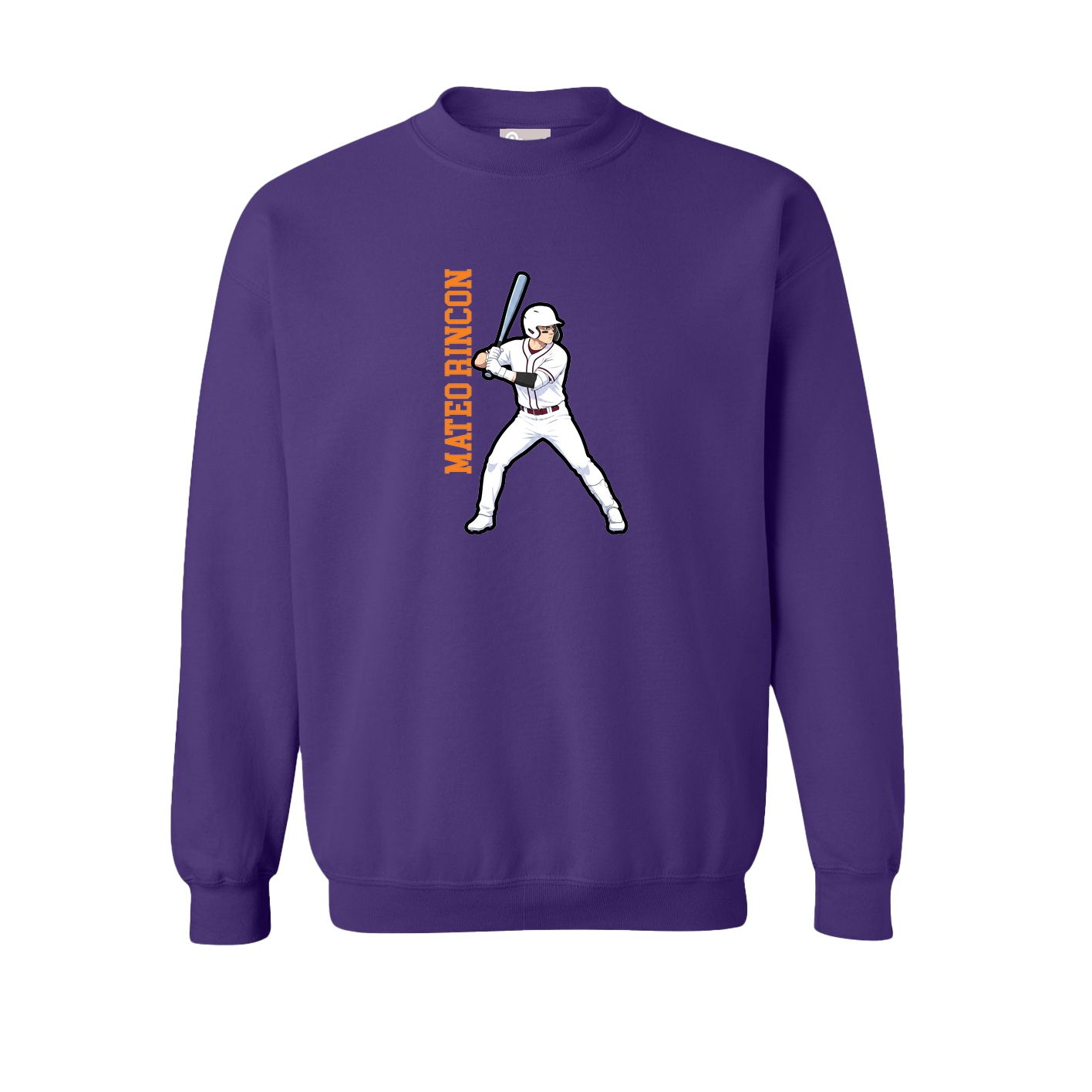 Fleece Crew — Name Vertical in Purple