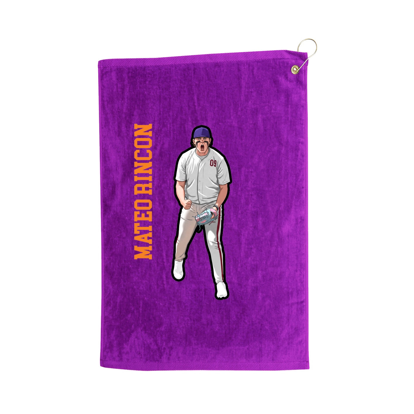 Golf Towel — Name Vertical in Purple