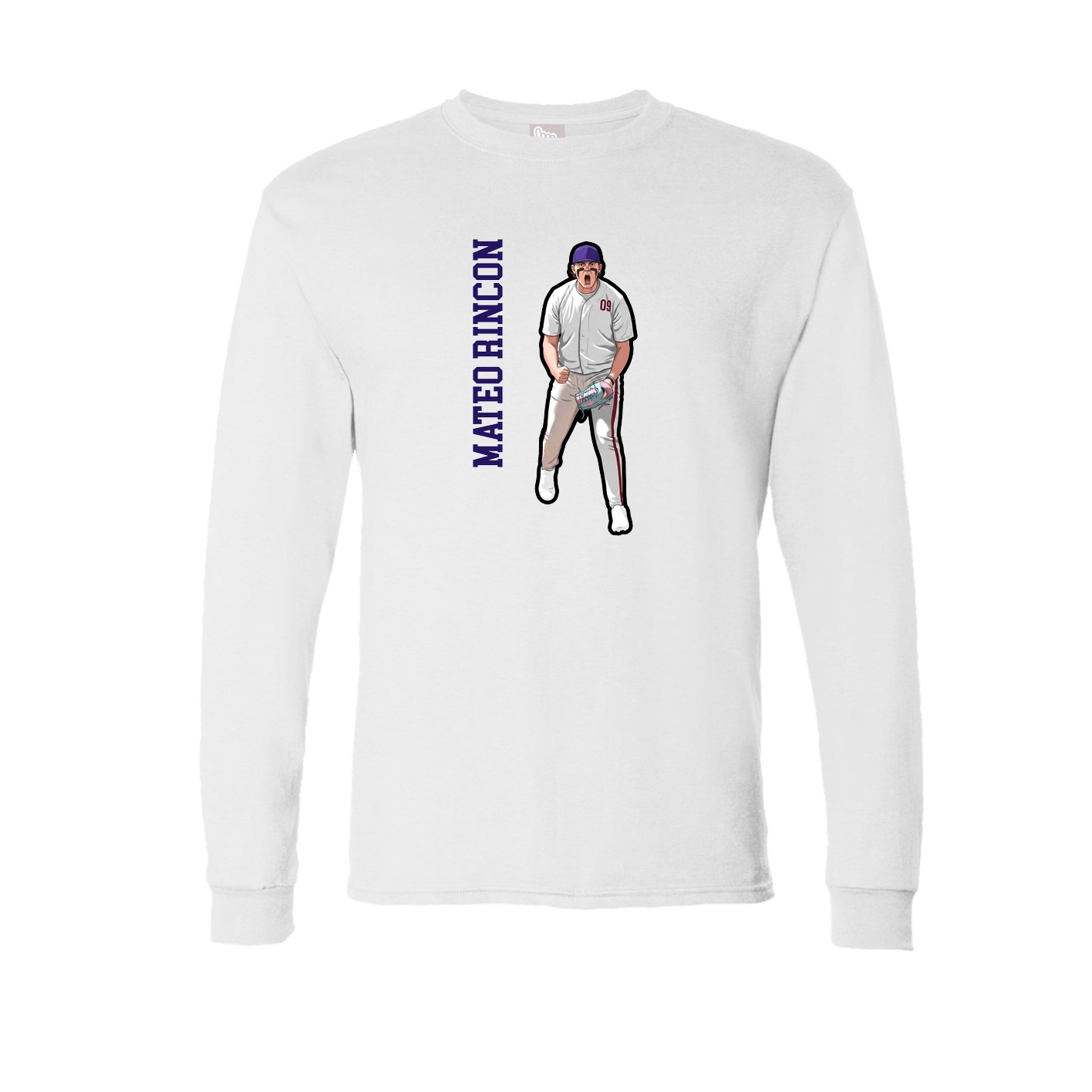 Long Sleeve Tee — Name Vertical in White