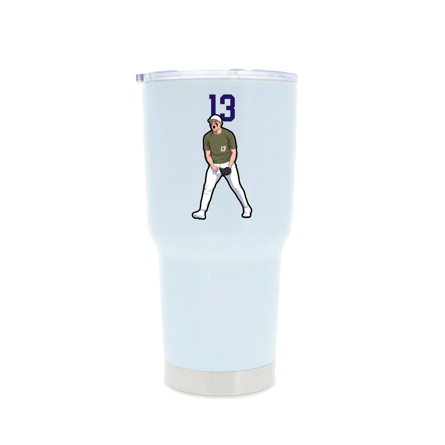 30oz Stainless Steel Tumbler — Number Top in White