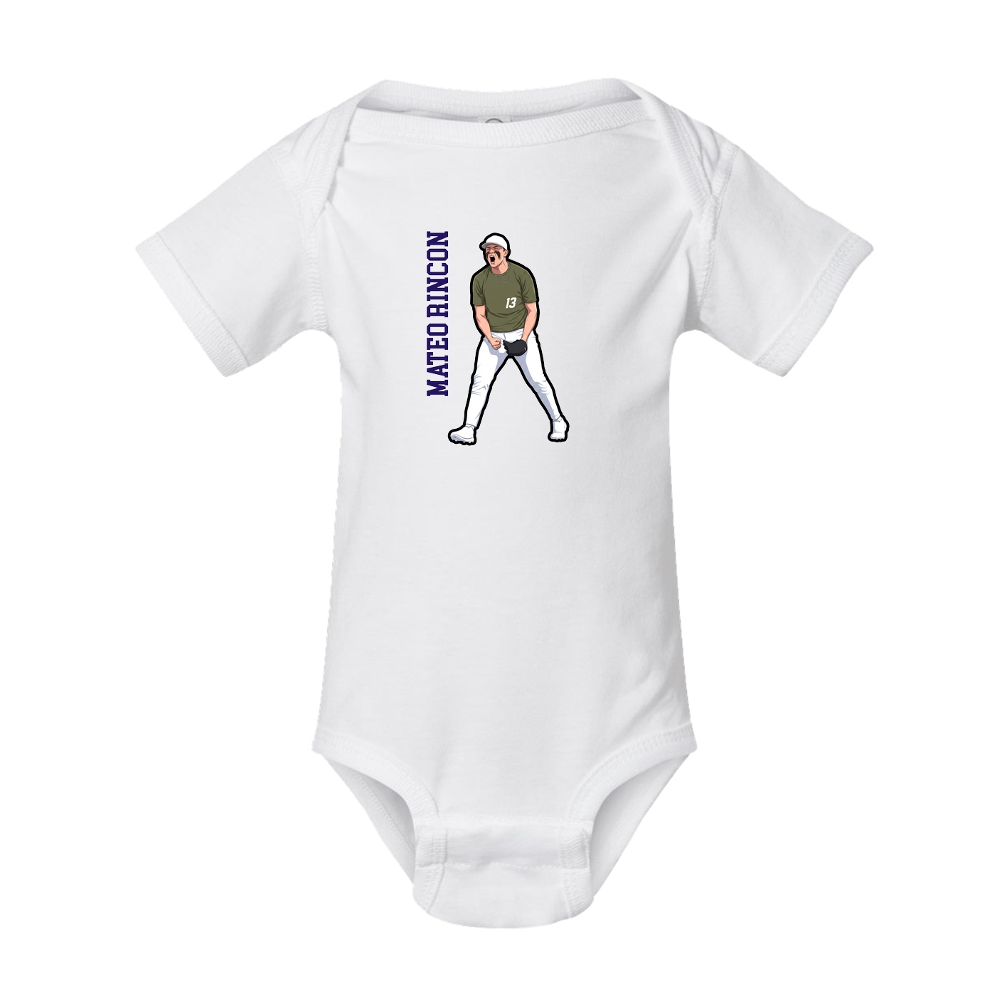 Baby Onesie — Name Vertical in White