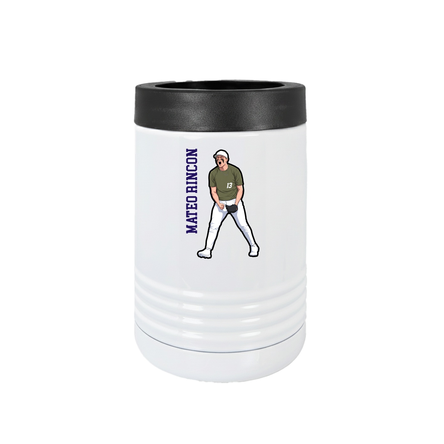 Beverage Holder — Name Vertical in White