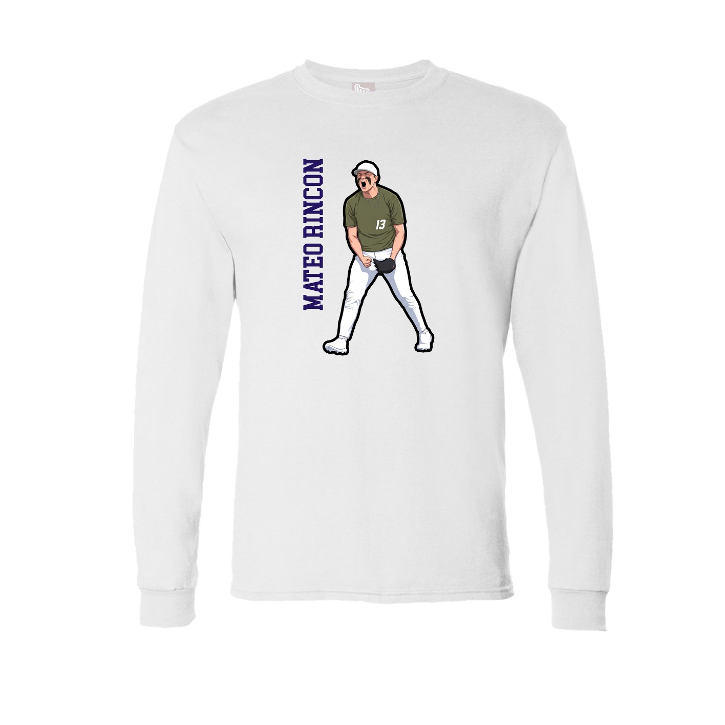 Long Sleeve Tee — Name Vertical in White