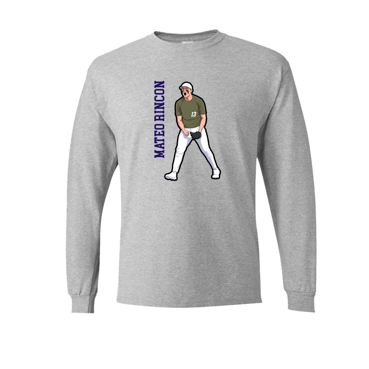 Long Sleeve Tee — Name Vertical in Grey