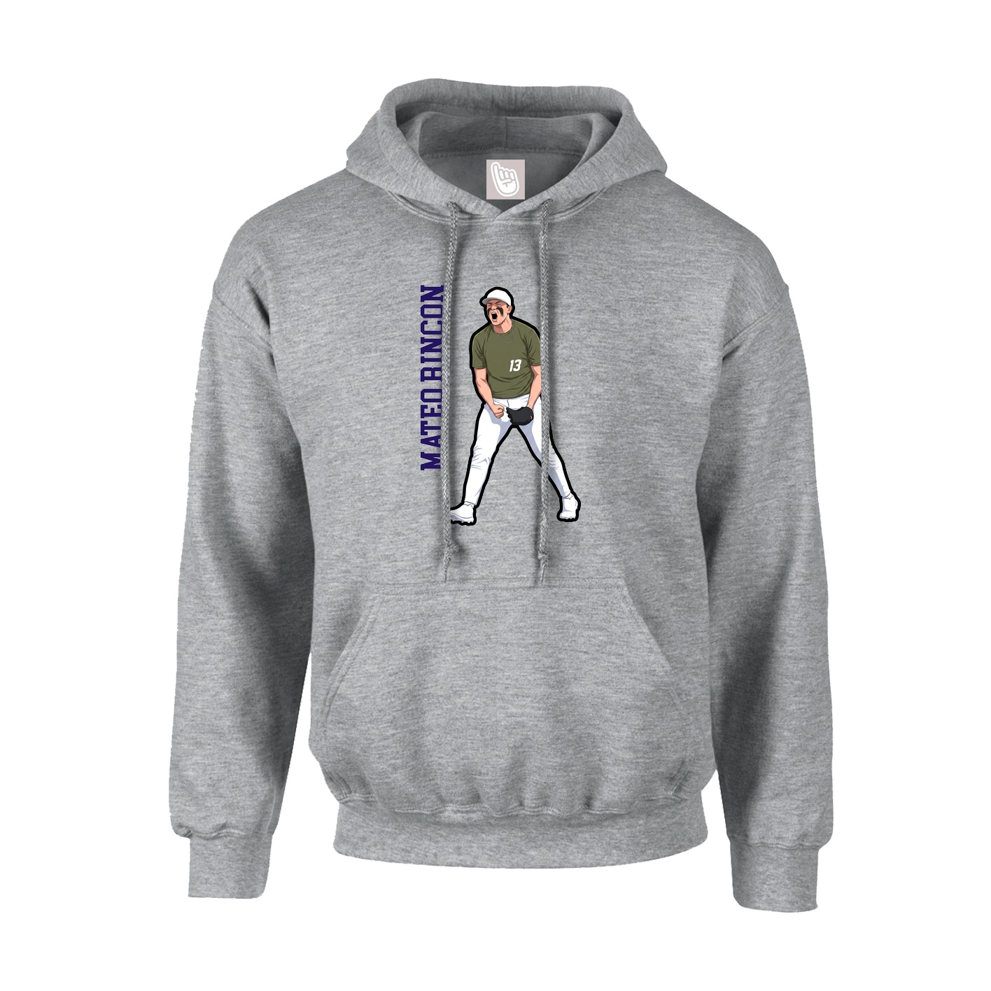 Hoodie — Name Vertical in Grey