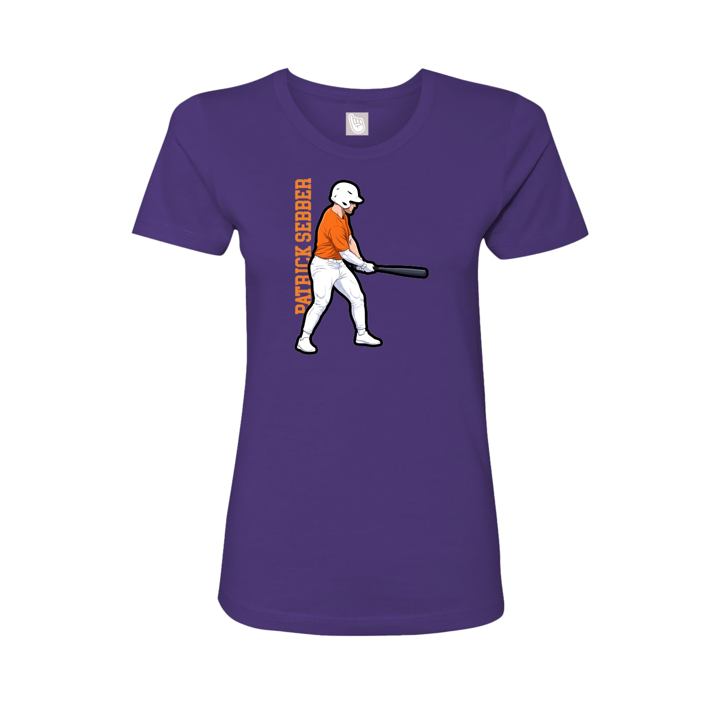 Fitted Women's Tee — Name Vertical in Purple