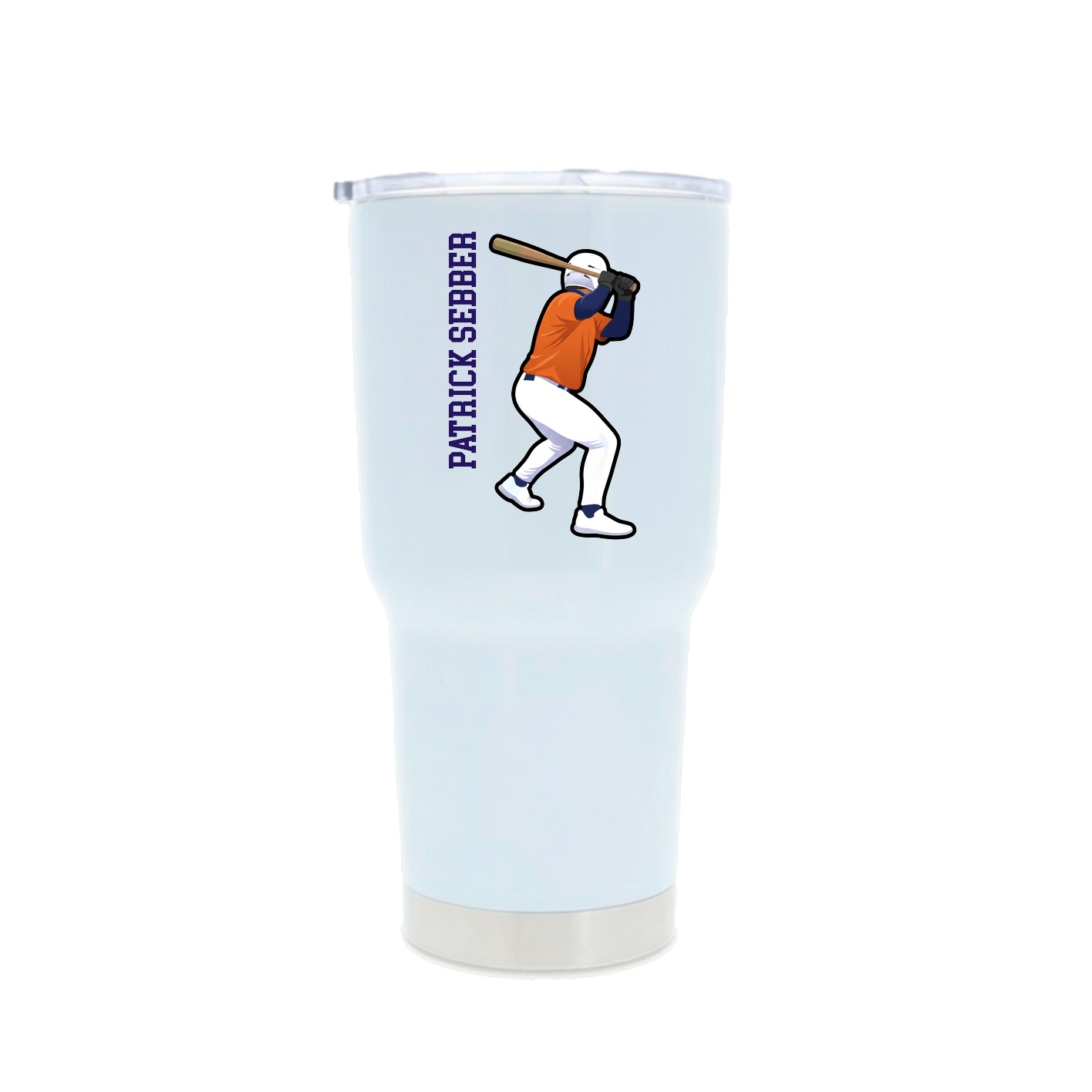 30oz Stainless Steel Tumbler — Name Vertical in White