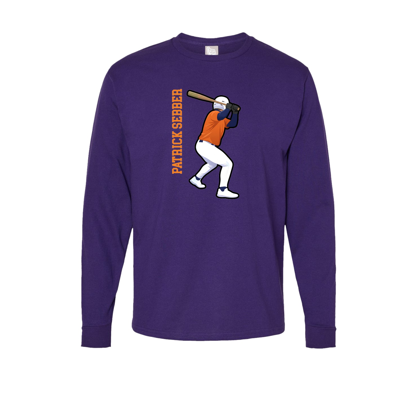 Long Sleeve Tee — Name Vertical in Purple