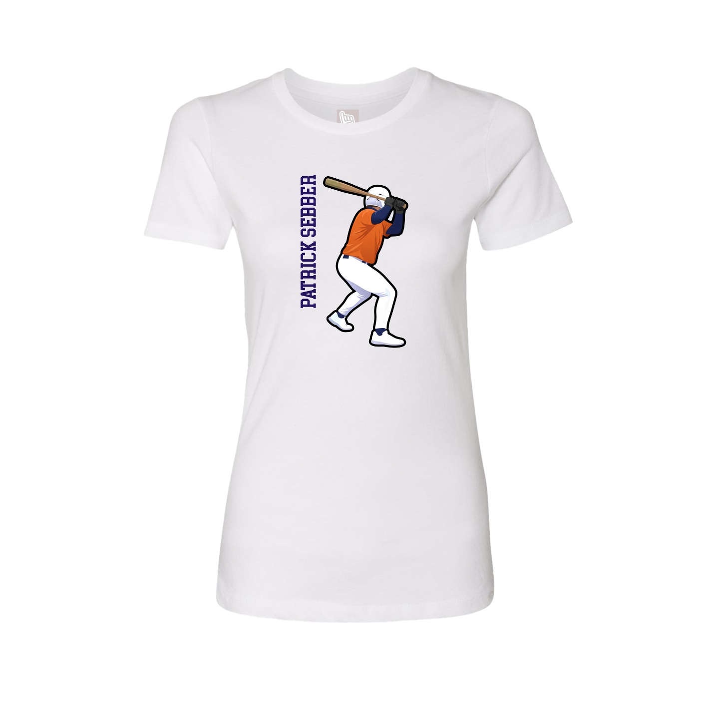 Fitted Women's Tee — Name Vertical in White
