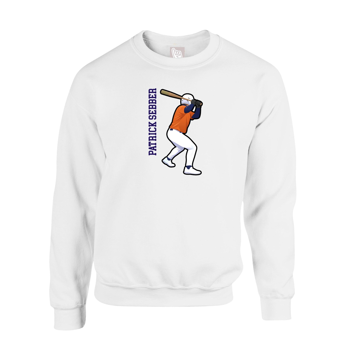 Fleece Crew — Name Vertical in White