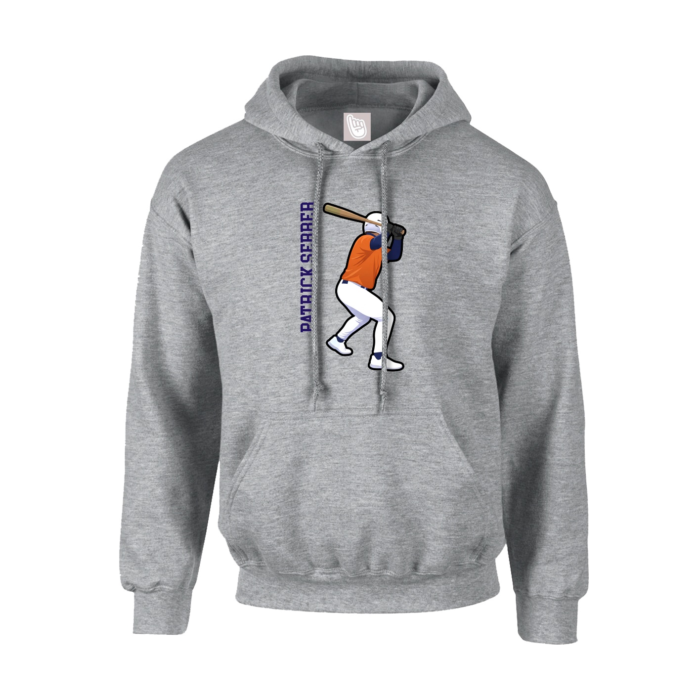 Youth Hoodie — Name Vertical in Grey
