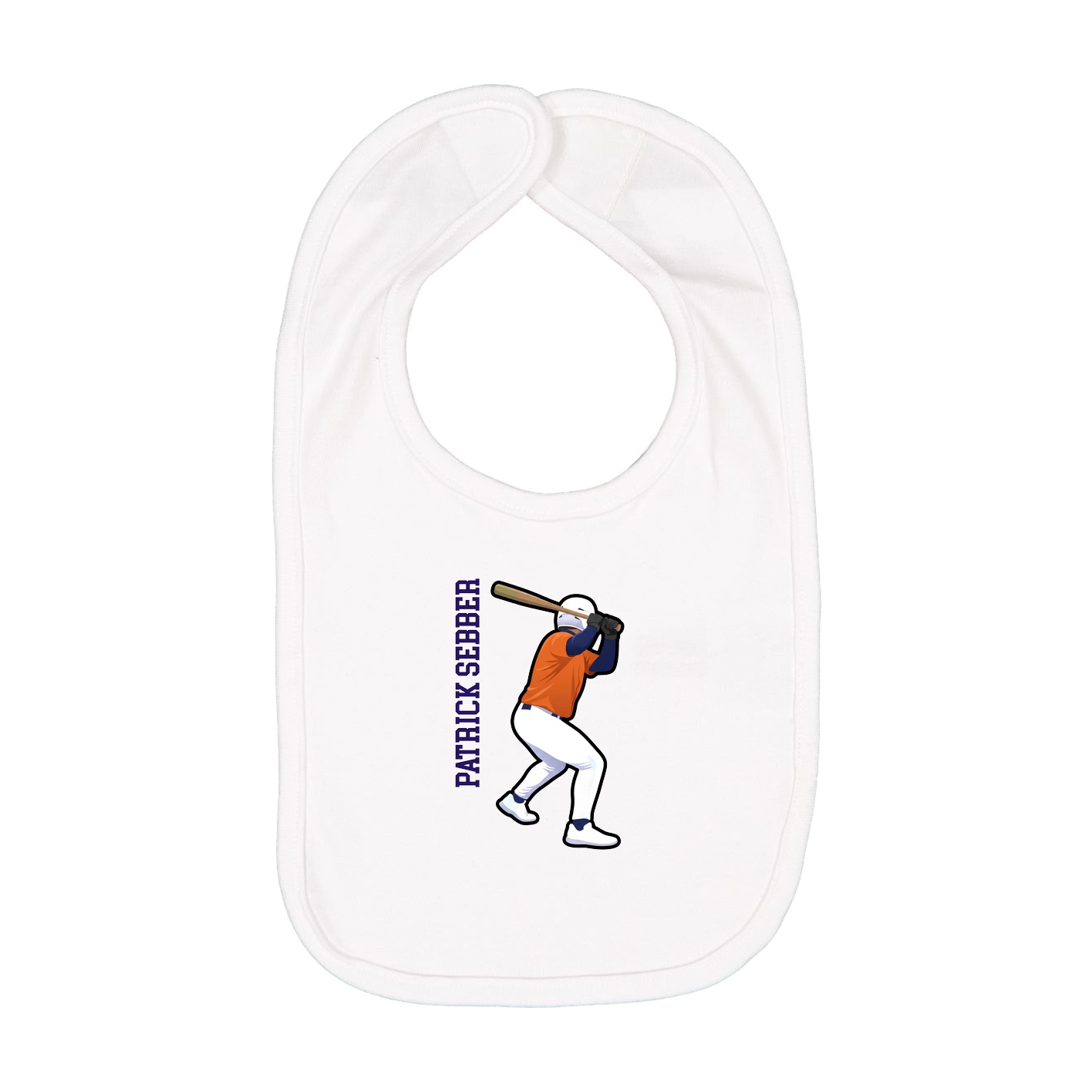 Infant Bib — Name Vertical in White