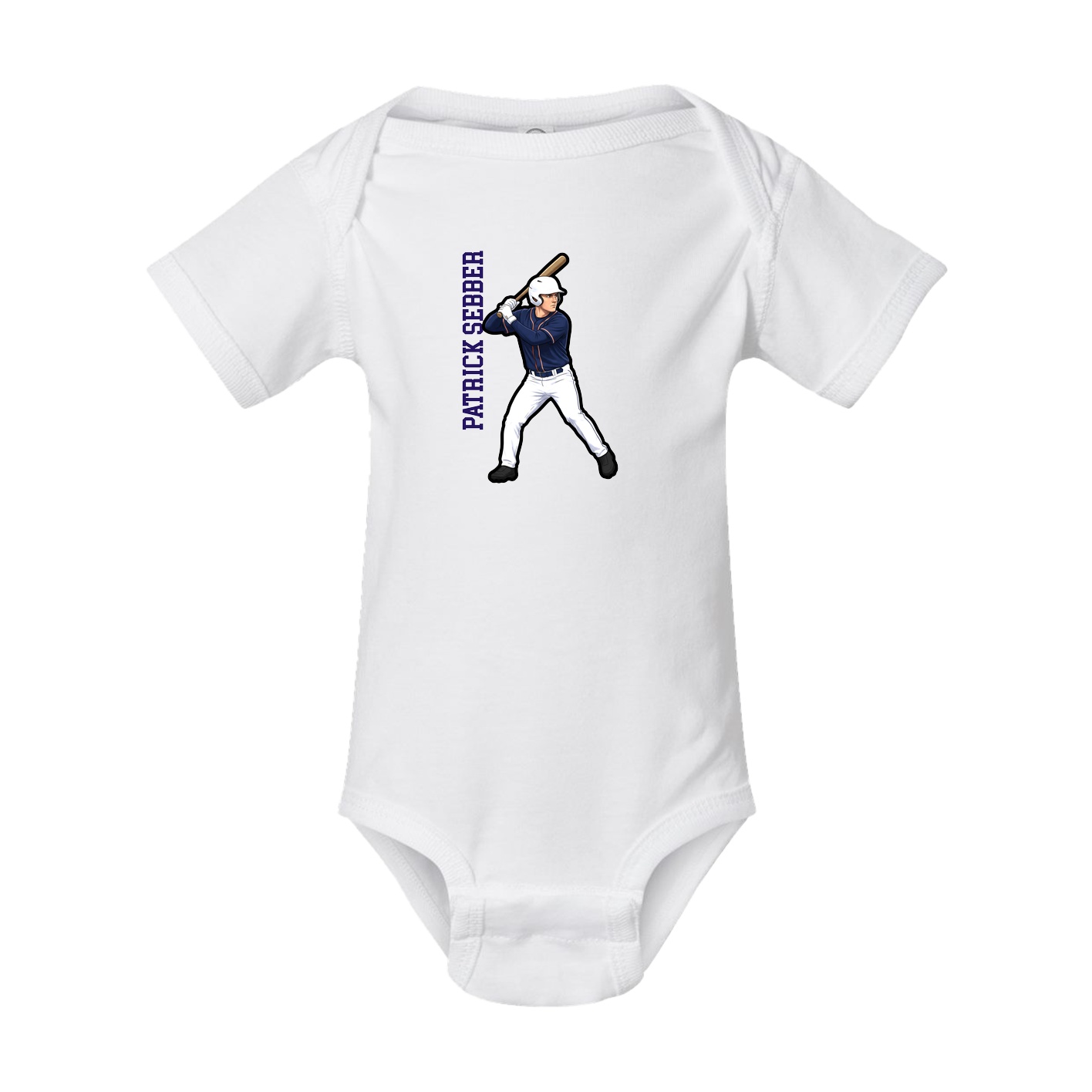 Baby Onesie — Name Vertical in White