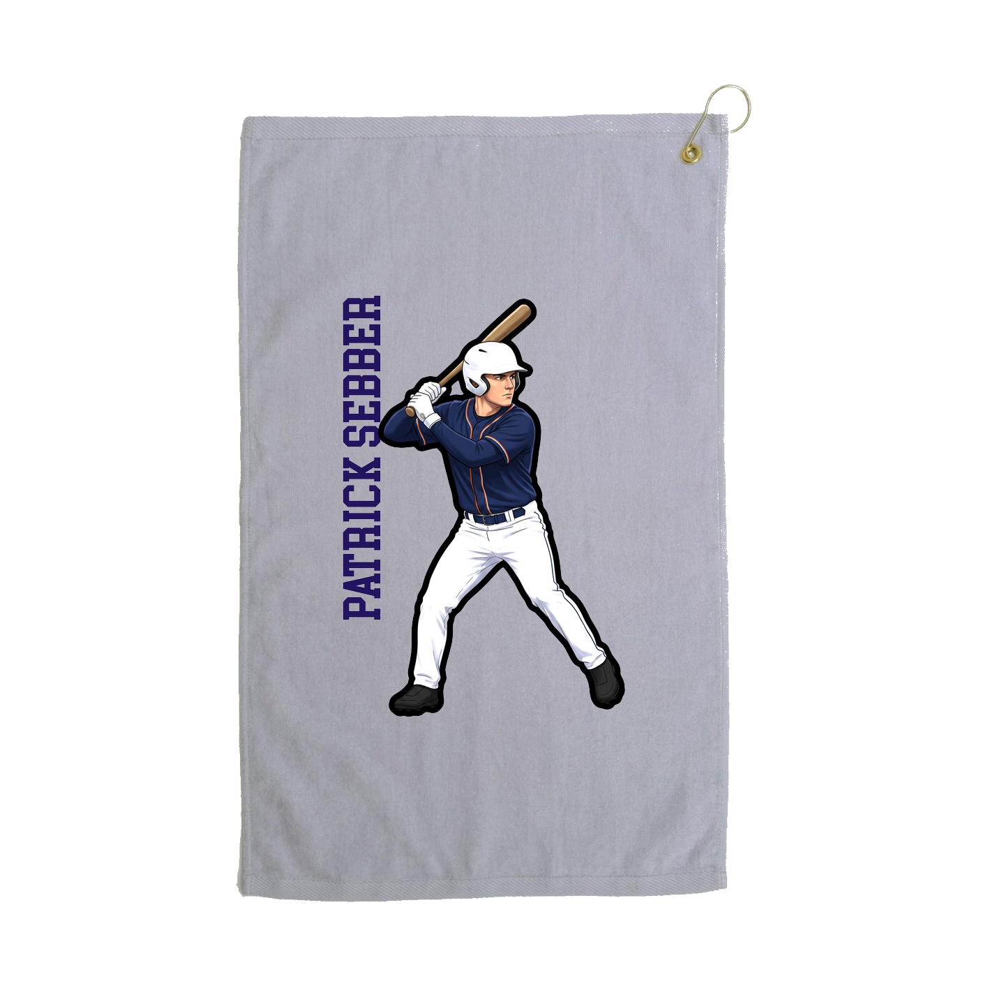 Golf Towel — Name Vertical in Grey