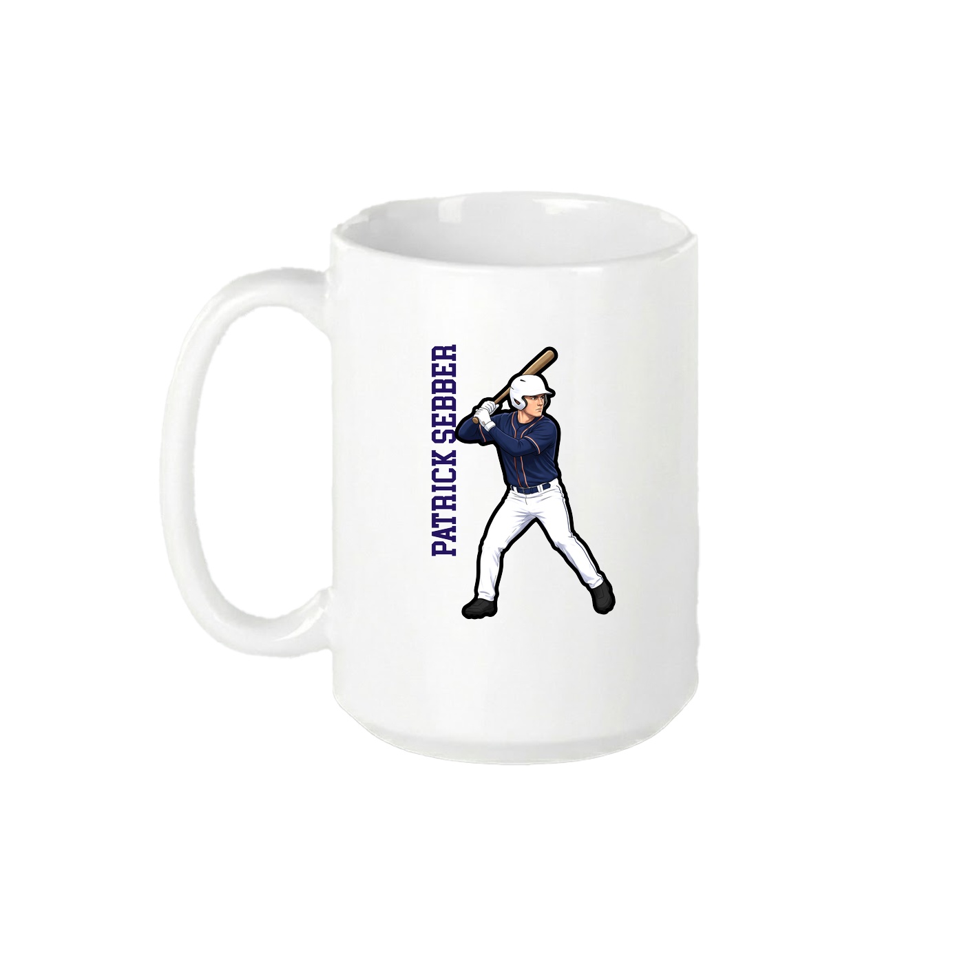 15oz Coffee Mug — Name Vertical in White