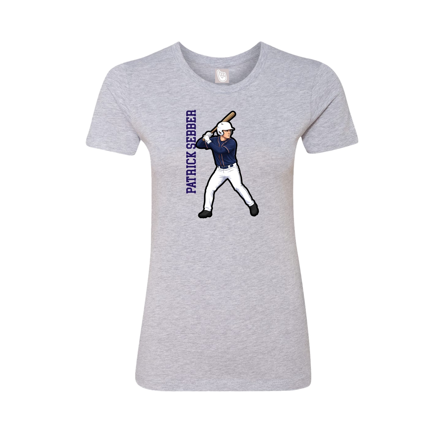 Fitted Women's Tee — Name Vertical in Grey