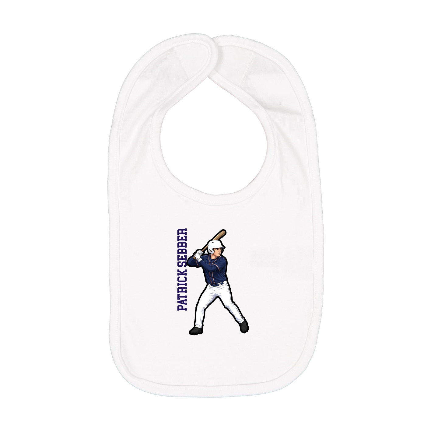 Infant Bib — Name Vertical in White