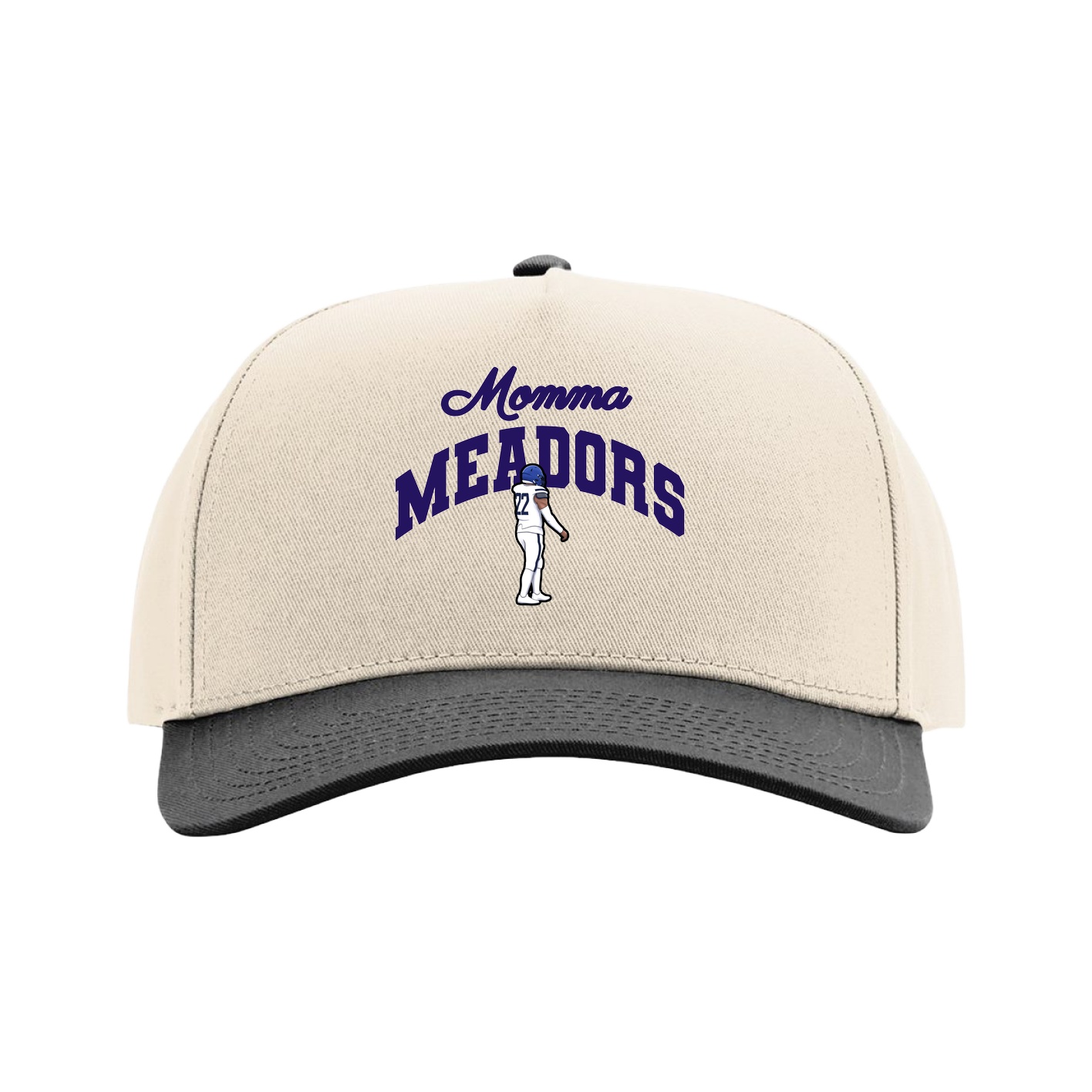 Full Fabric Five-Panel Champ Cap — Mothers Day Arch in Cream/Black