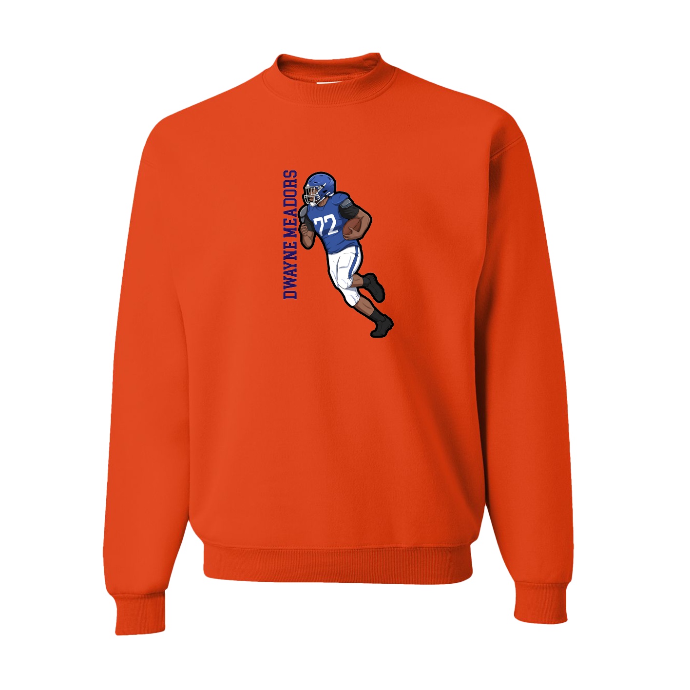 Fleece Crew — Name Vertical in Orange