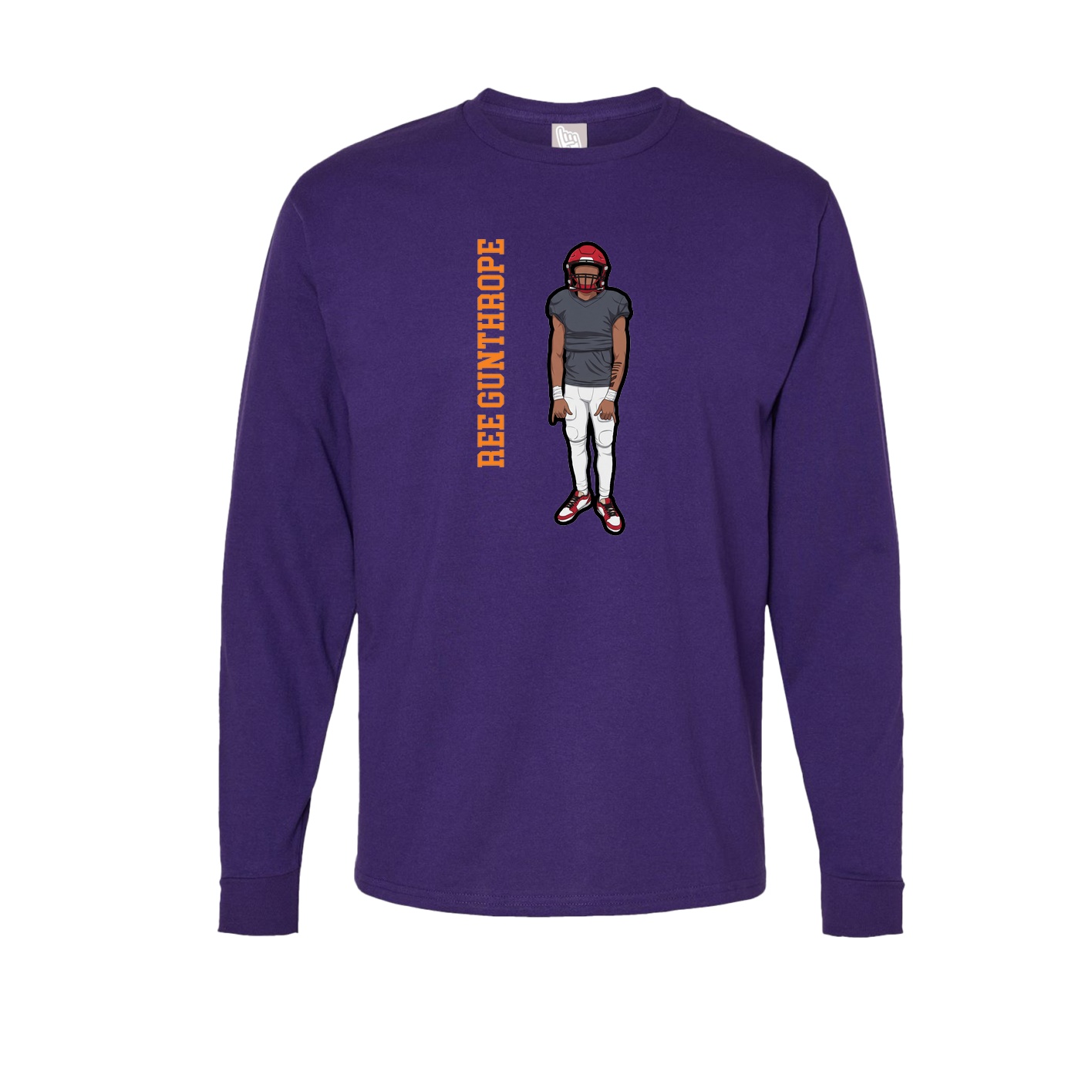 Long Sleeve Tee — Name Vertical in Purple