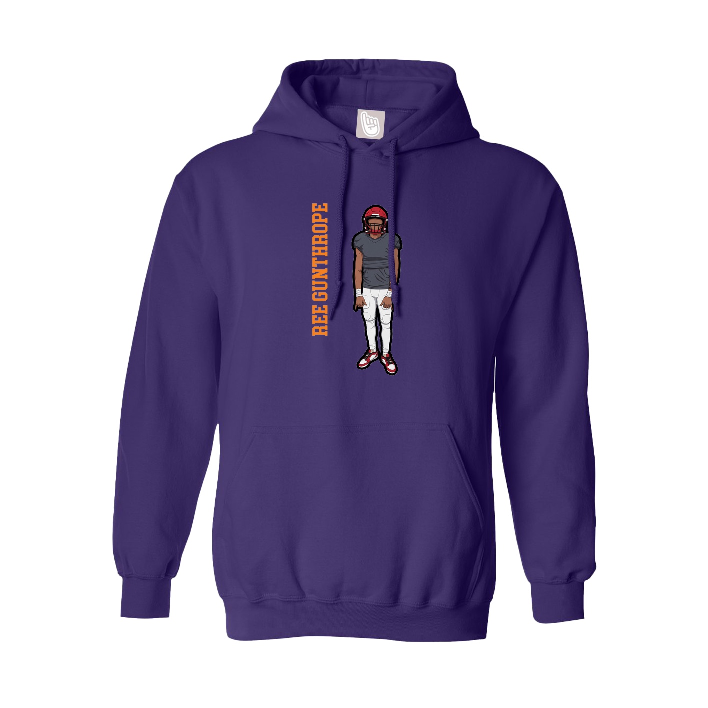 Hoodie — Name Vertical in Purple