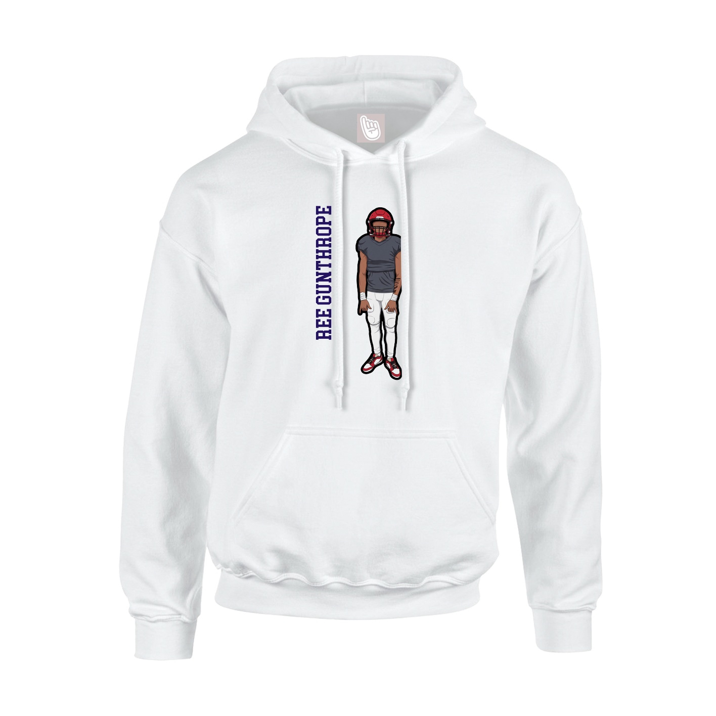 Youth Hoodie — Name Vertical in White