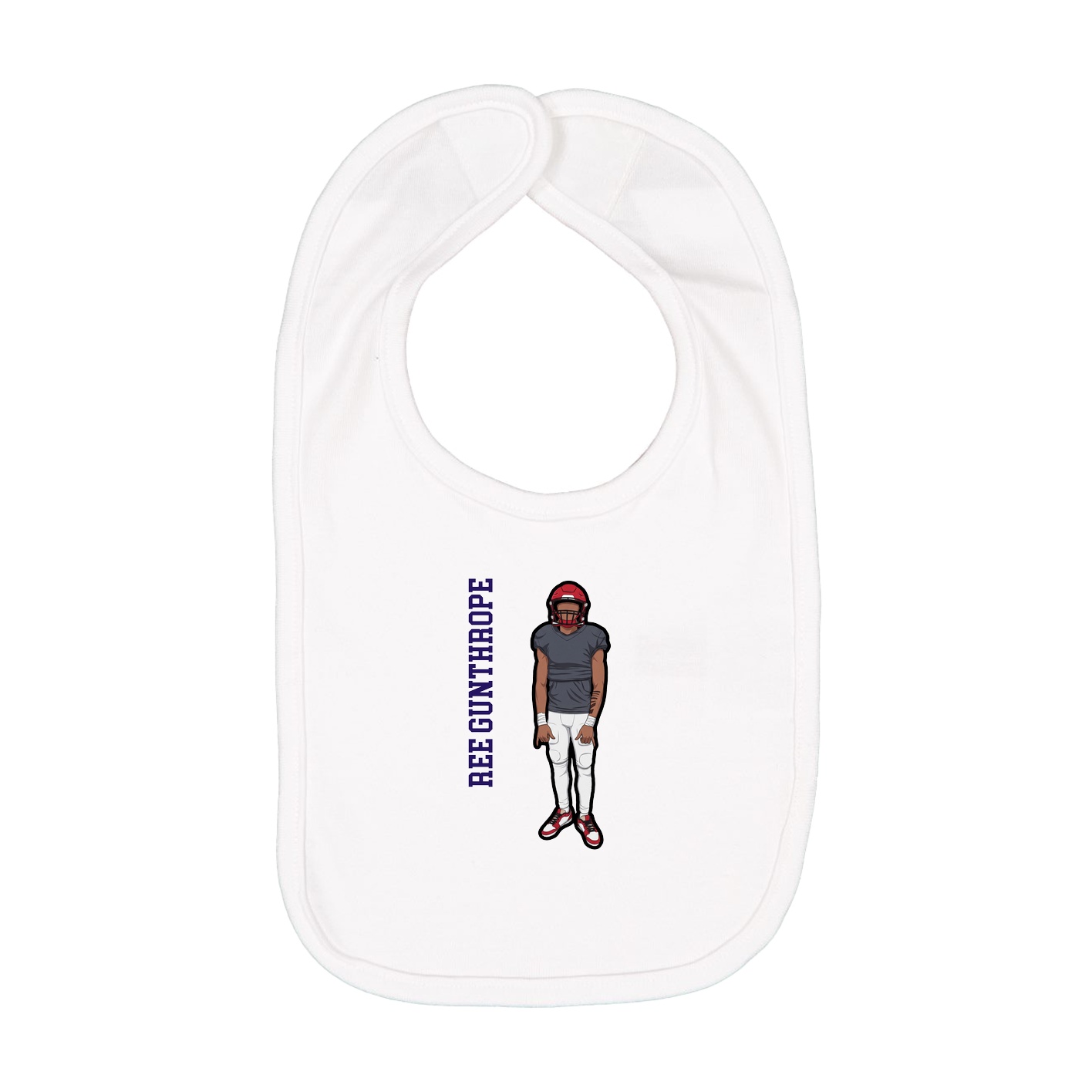Infant Bib — Name Vertical in White