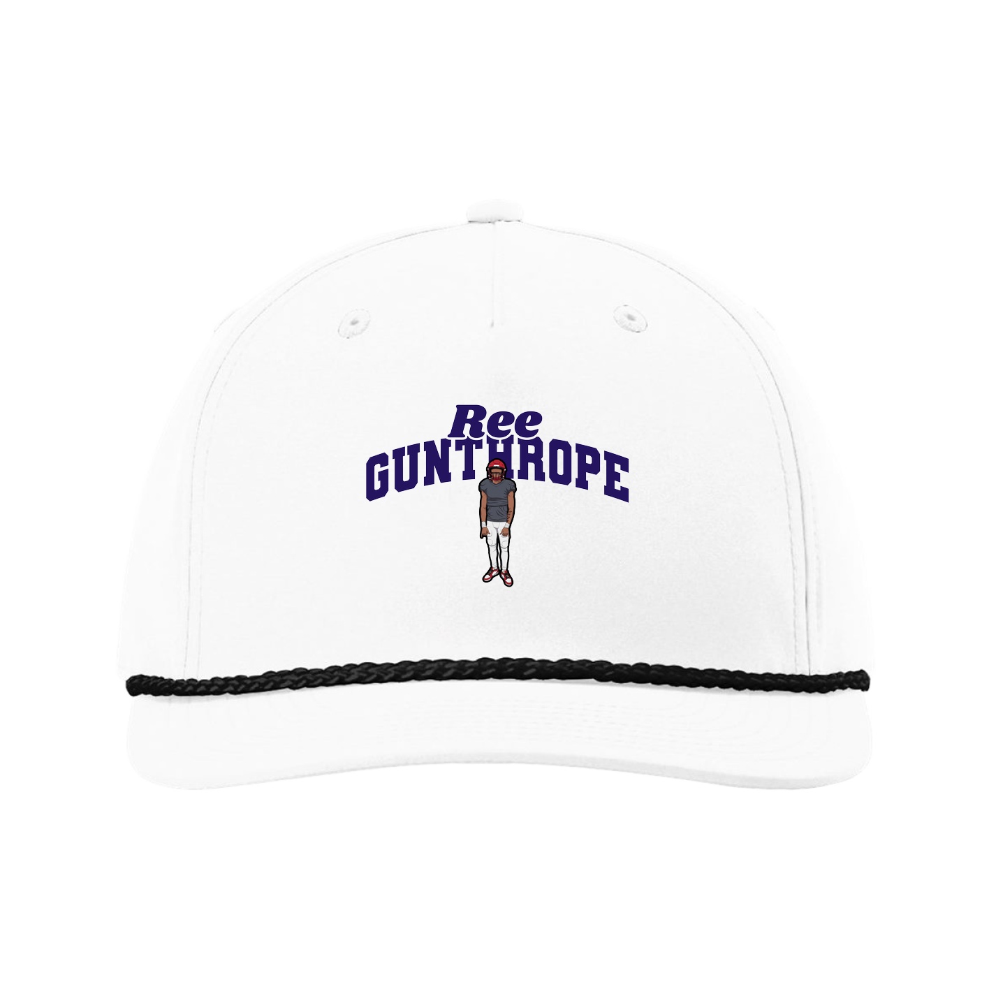 Five-Panel Classic Rope Cap — Signature Arch in White