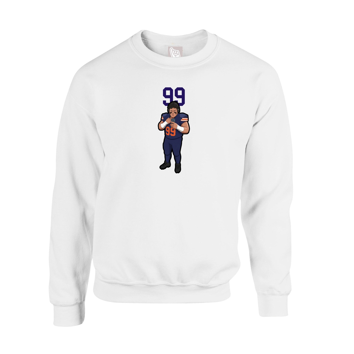 Fleece Crew — Number Top in White