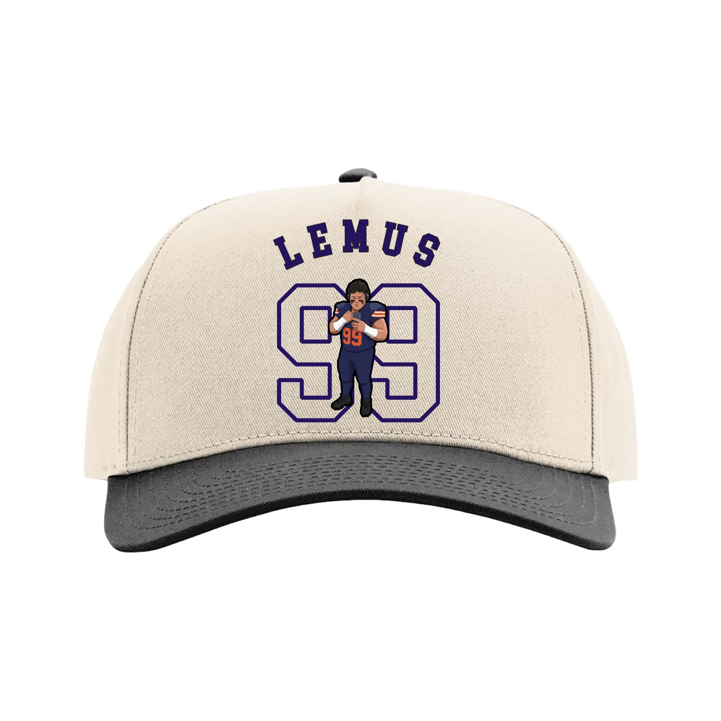 Full Fabric Five-Panel Champ Cap — Shirsey Arch in Cream/Black