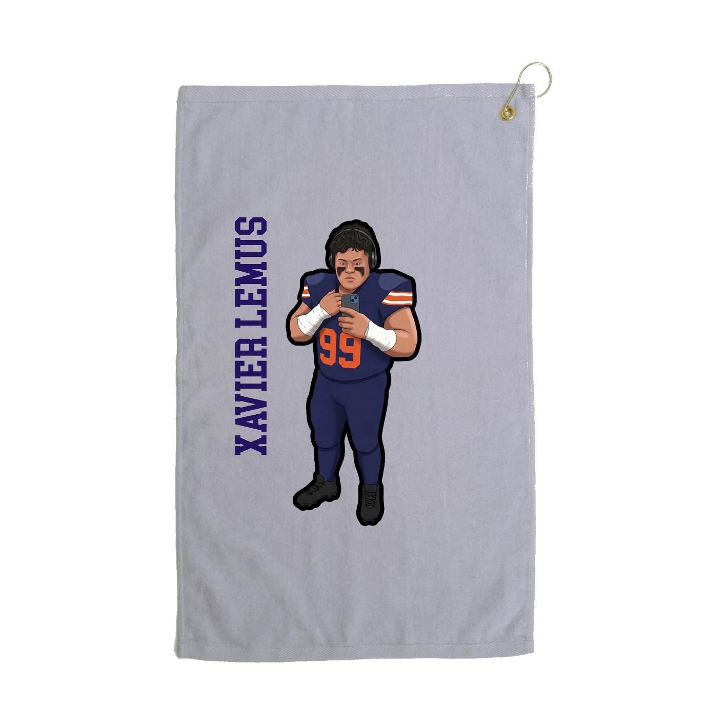 Golf Towel — Name Vertical in Grey