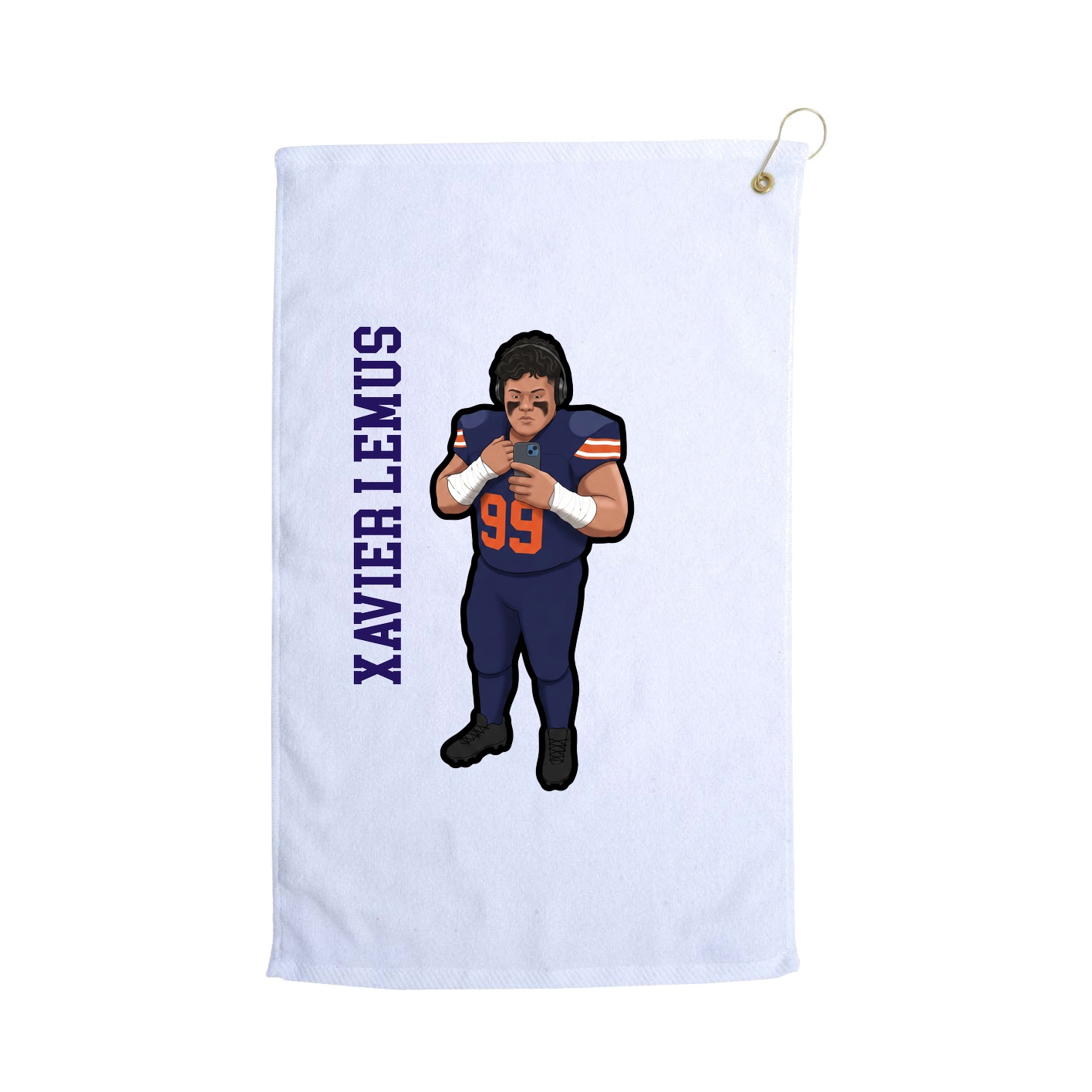 Golf Towel — Name Vertical in White