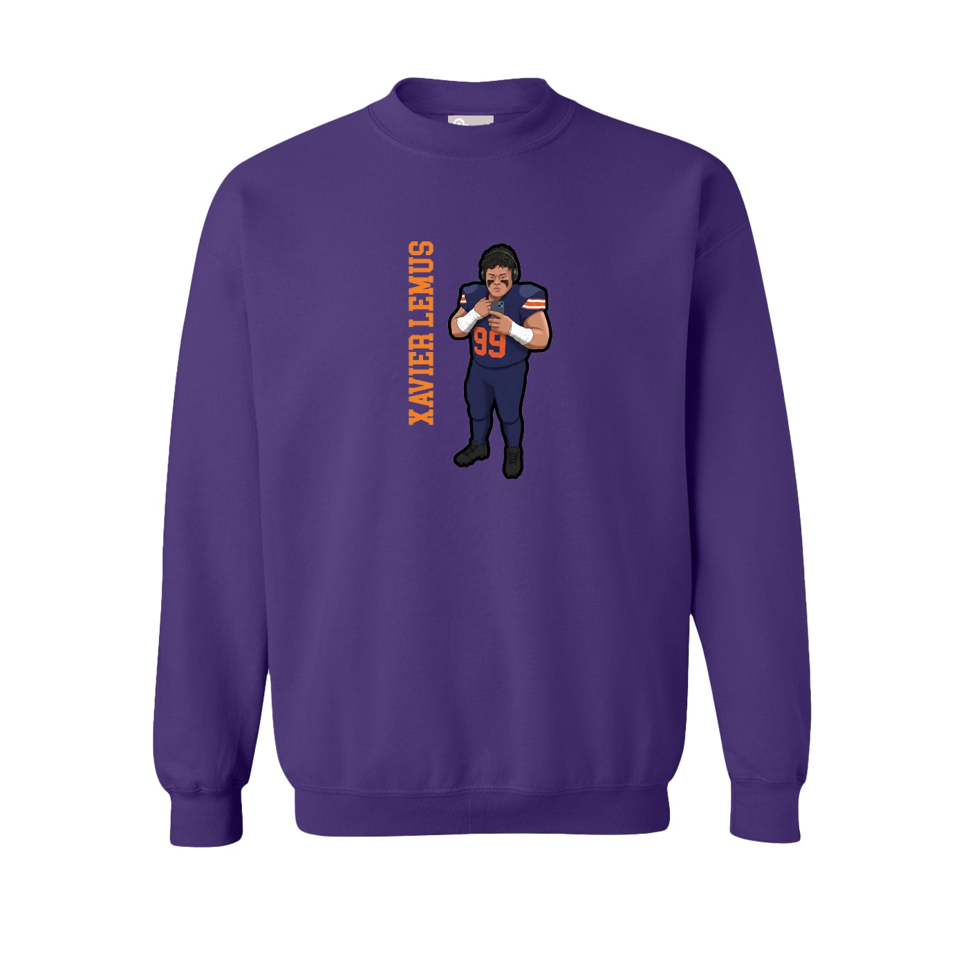 Fleece Crew — Name Vertical in Purple