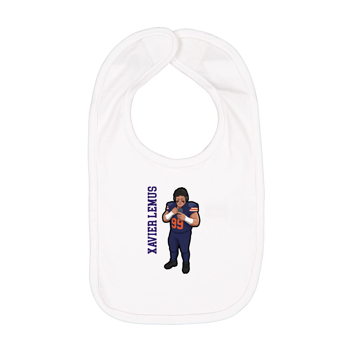 Infant Bib — Name Vertical in White