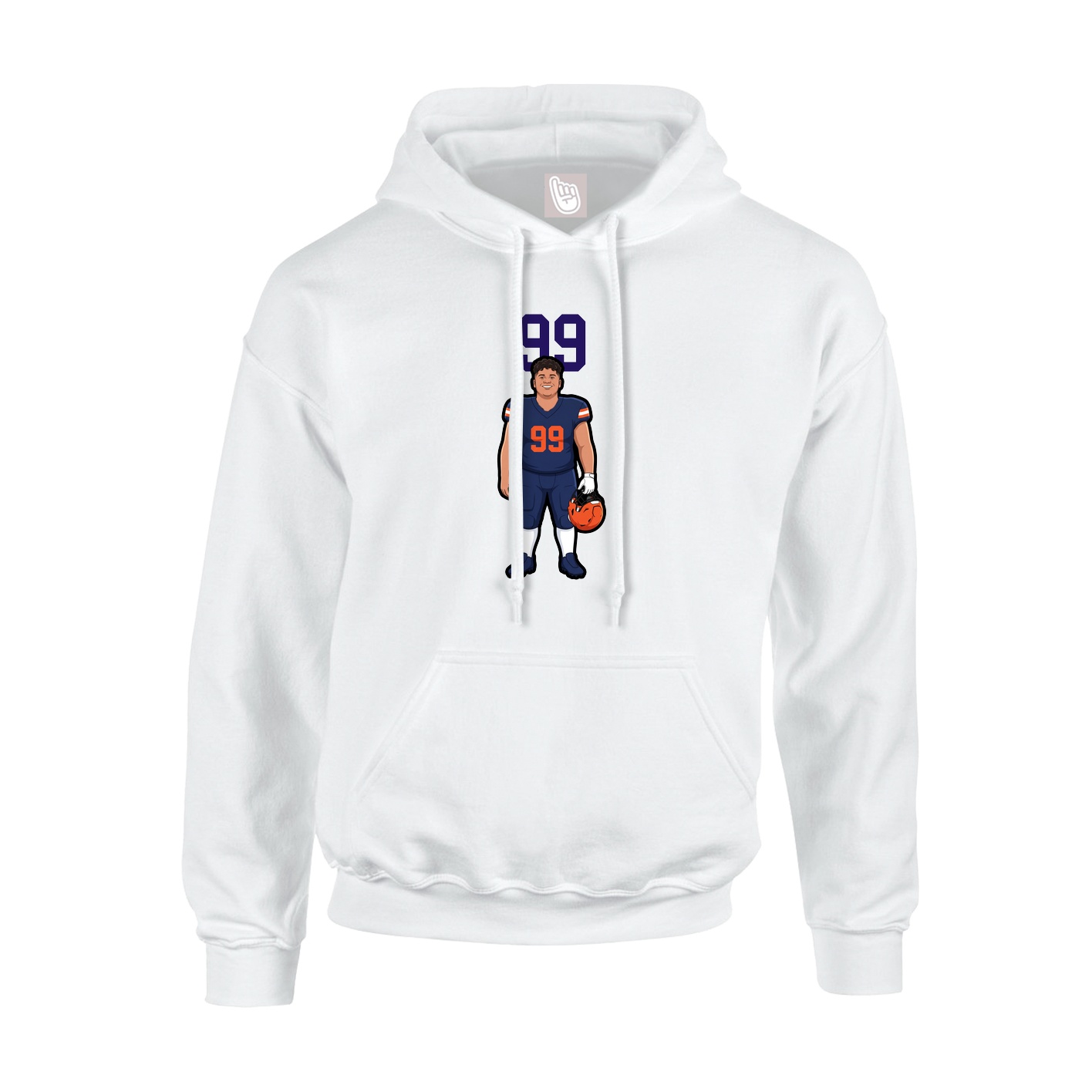 Youth Hoodie — Number Top in White