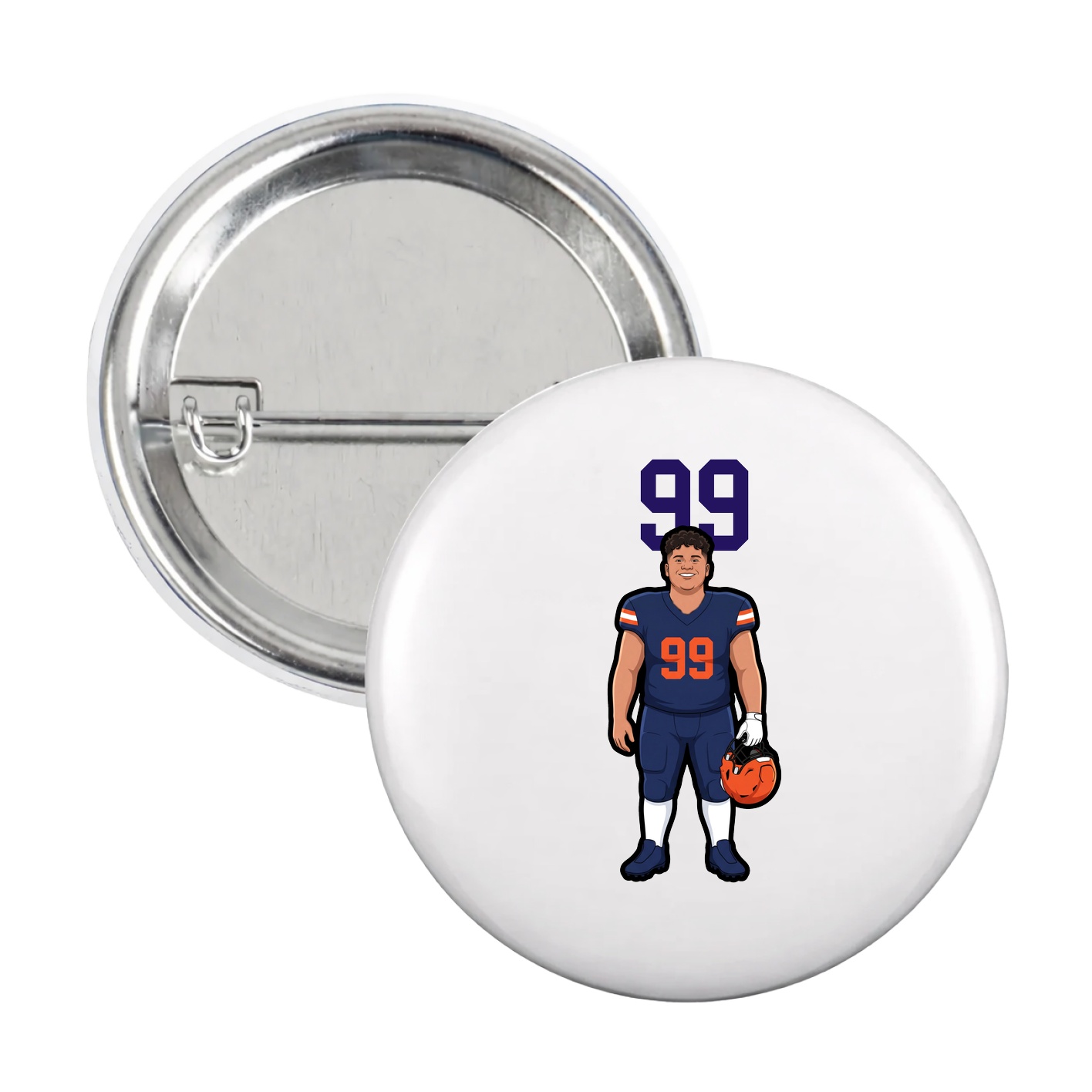 Game Day Button — Number Top in White