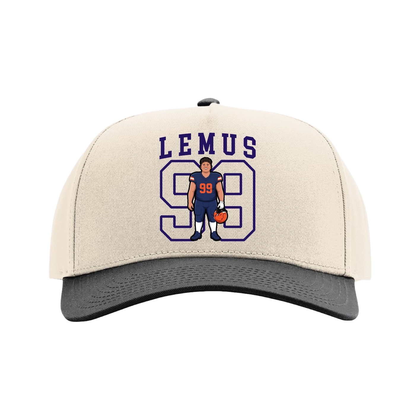 Full Fabric Five-Panel Champ Cap — Shirsey in Cream/Black