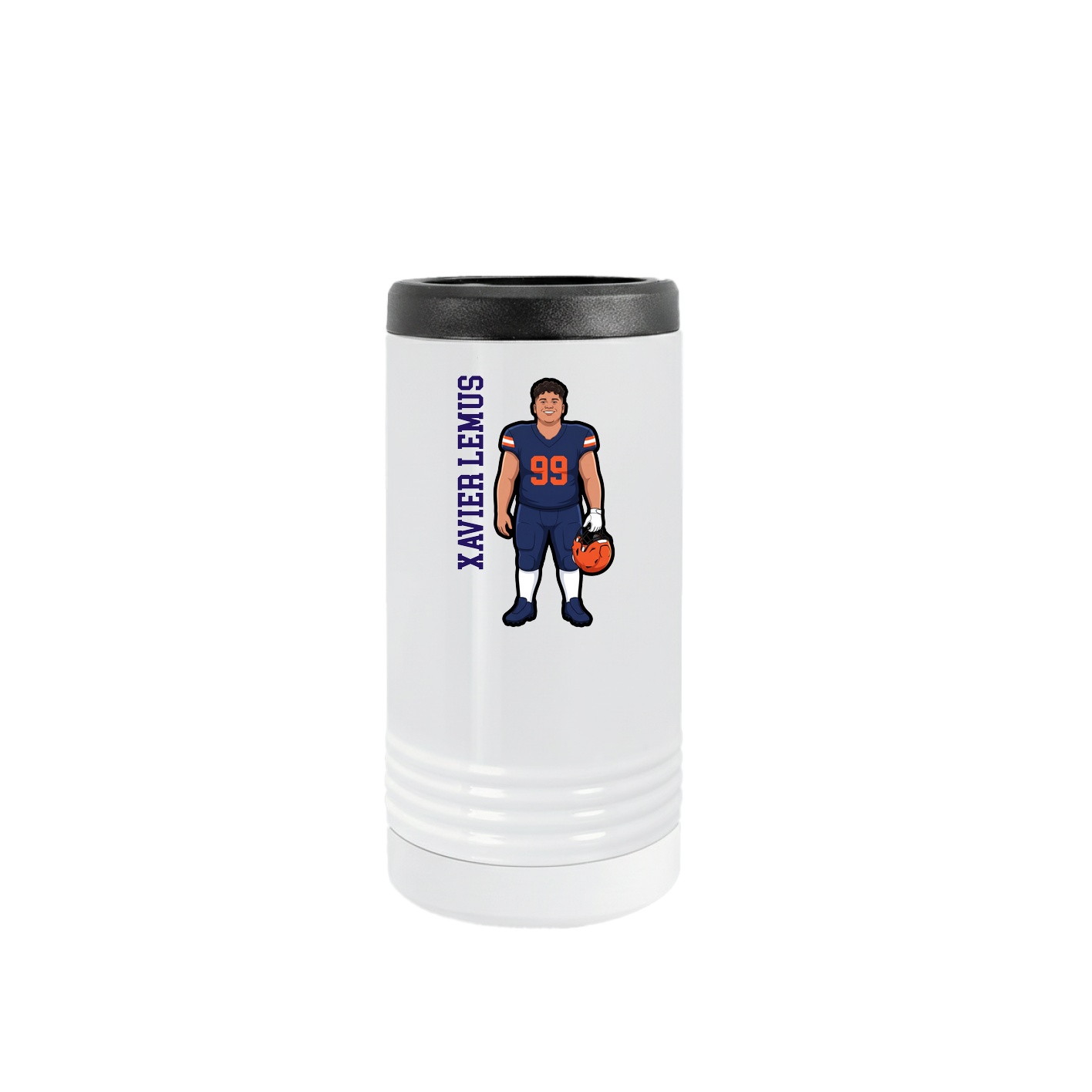 Slim Beverage Holder — Name Vertical in White