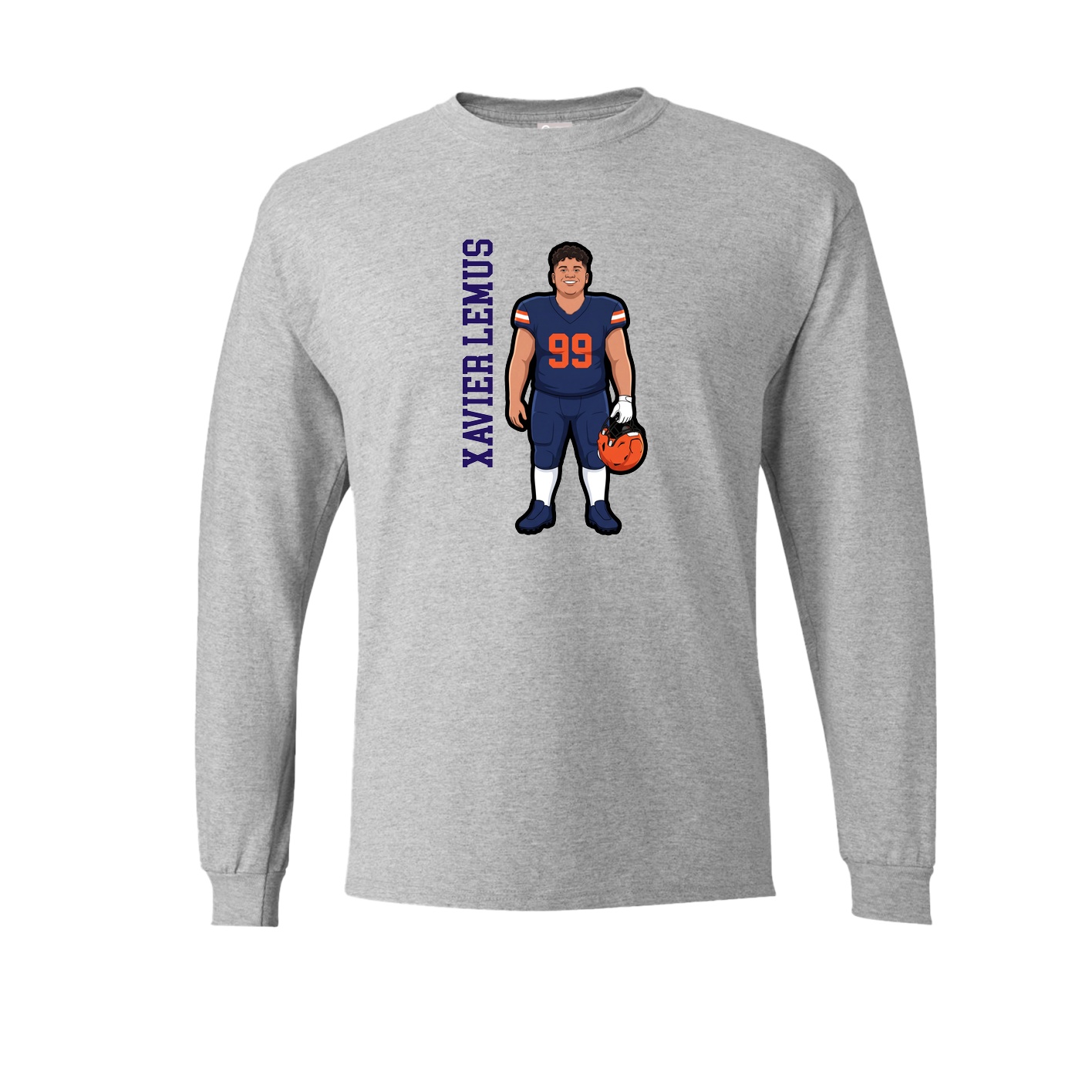 Long Sleeve Tee — Name Vertical in Grey