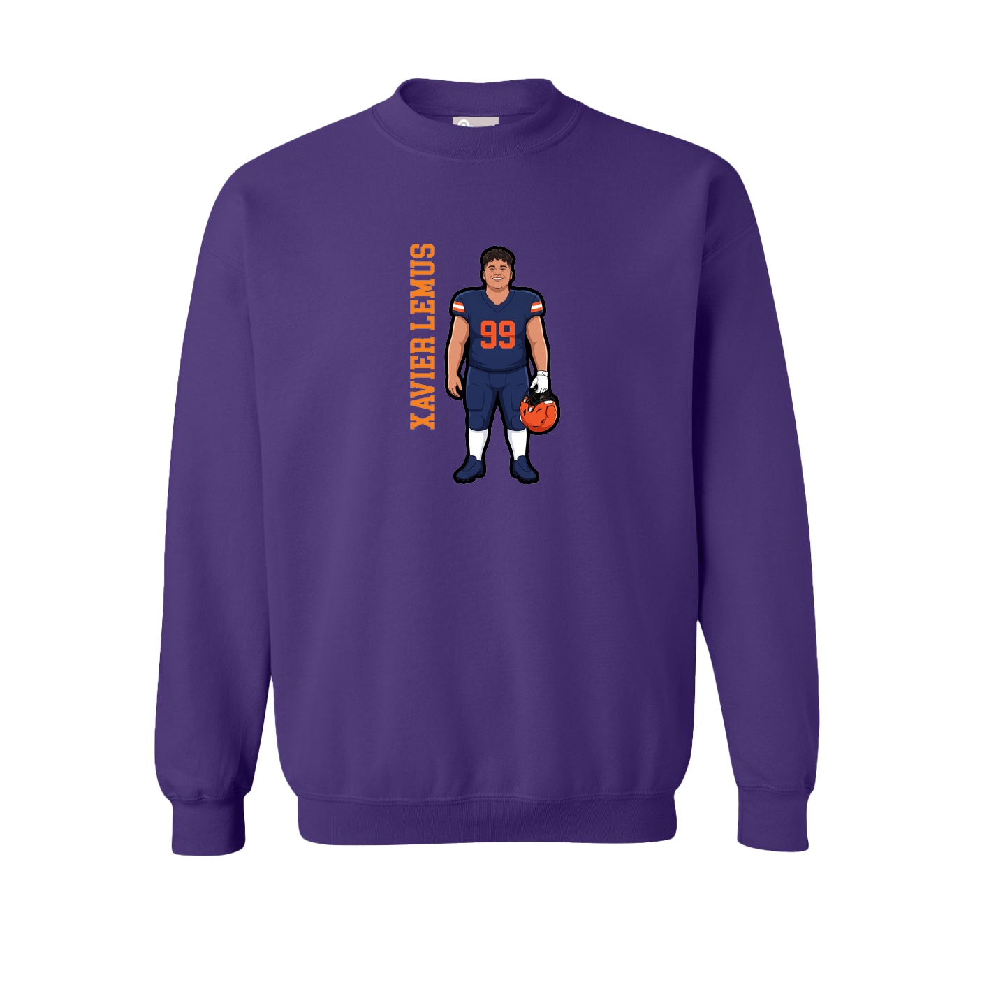 Fleece Crew — Name Vertical in Purple