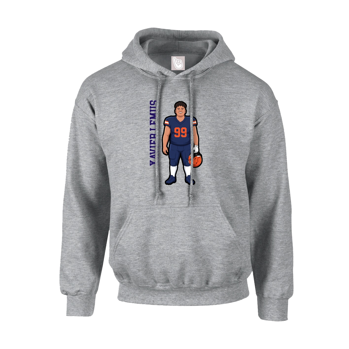 Youth Hoodie — Name Vertical in Grey