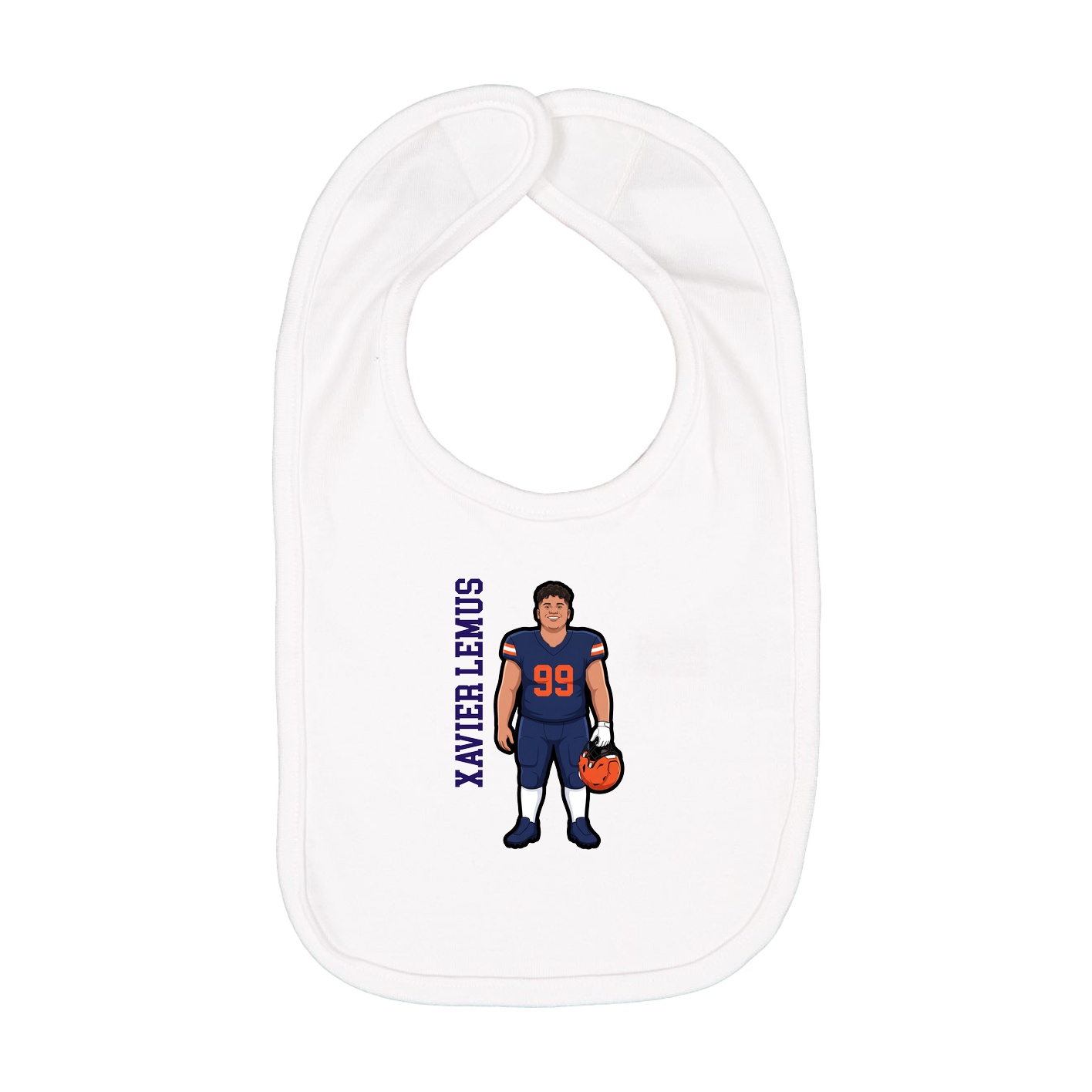 Infant Bib — Name Vertical in White