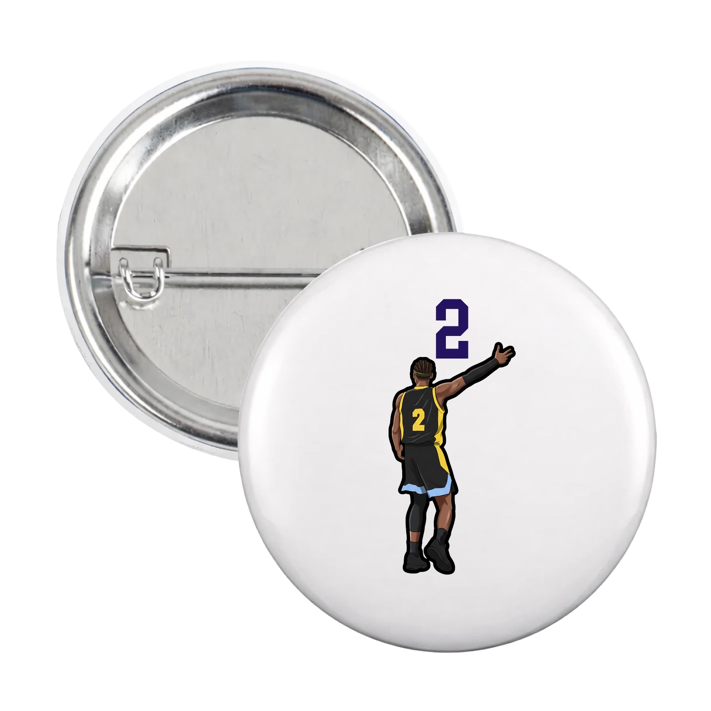 Game Day Button — Number Top in White