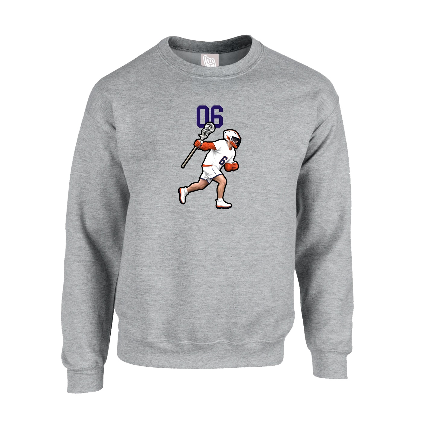 Fleece Crew — Number Top in Grey