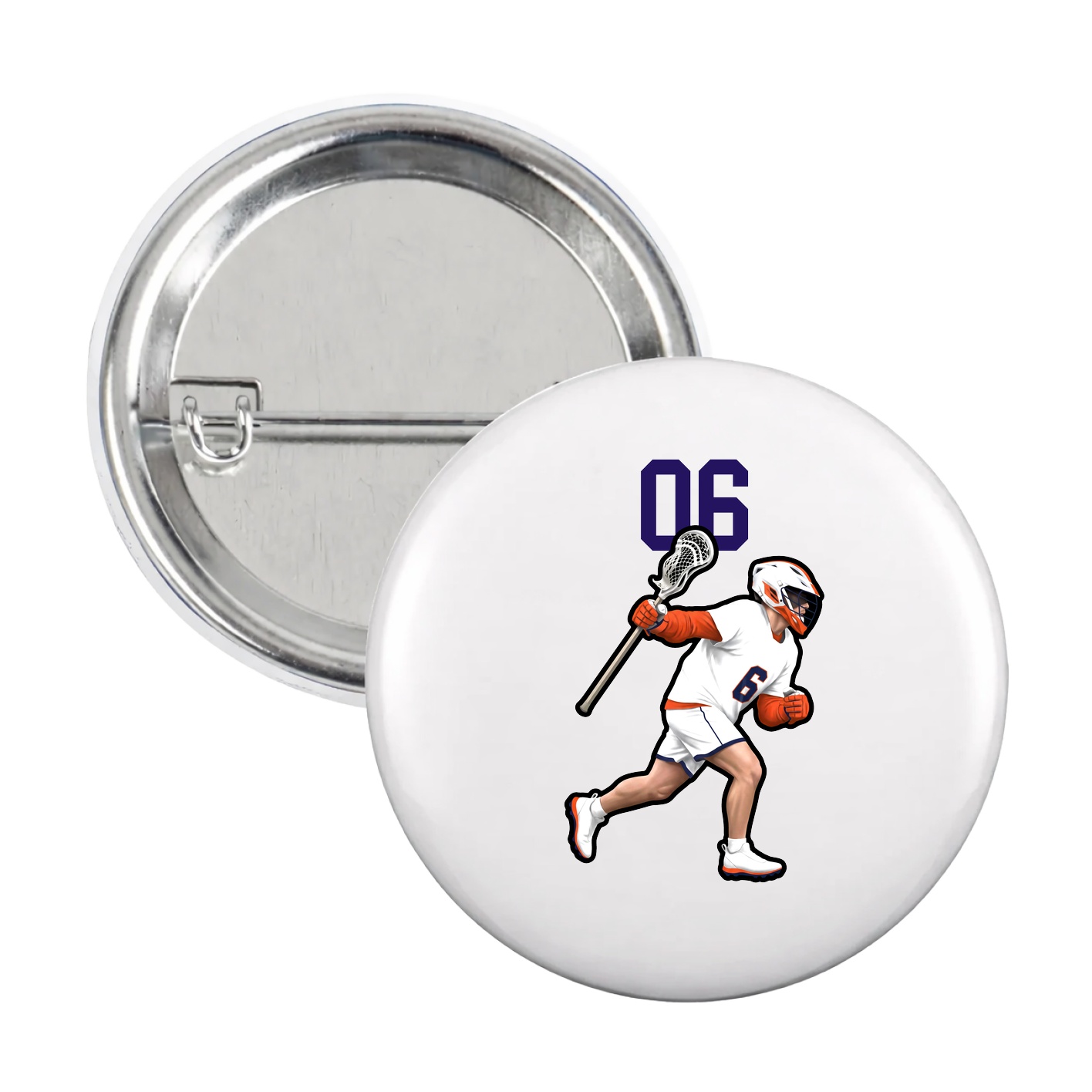 Game Day Button — Number Top in White