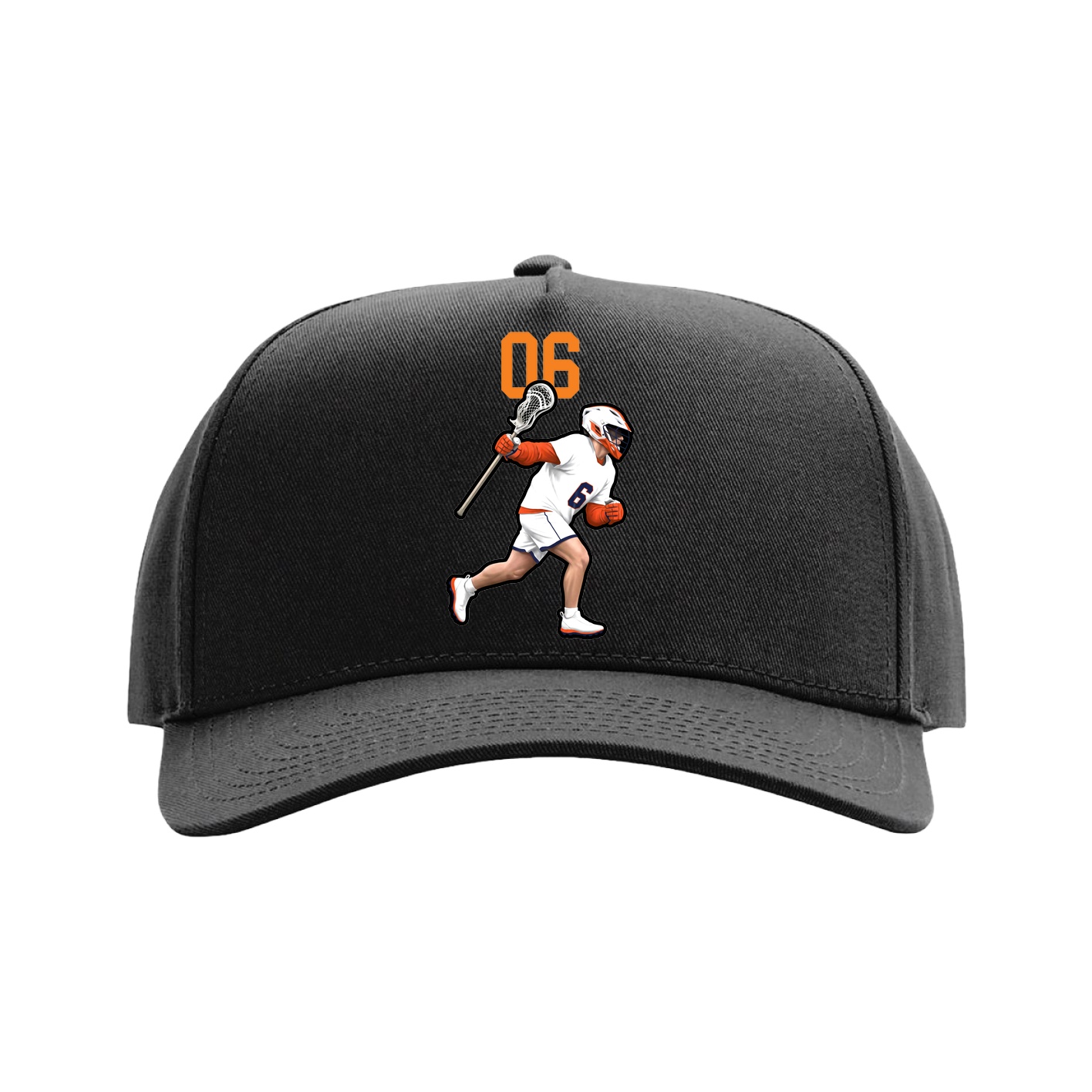 Full Fabric Five-Panel Champ Cap — Number Top in Black
