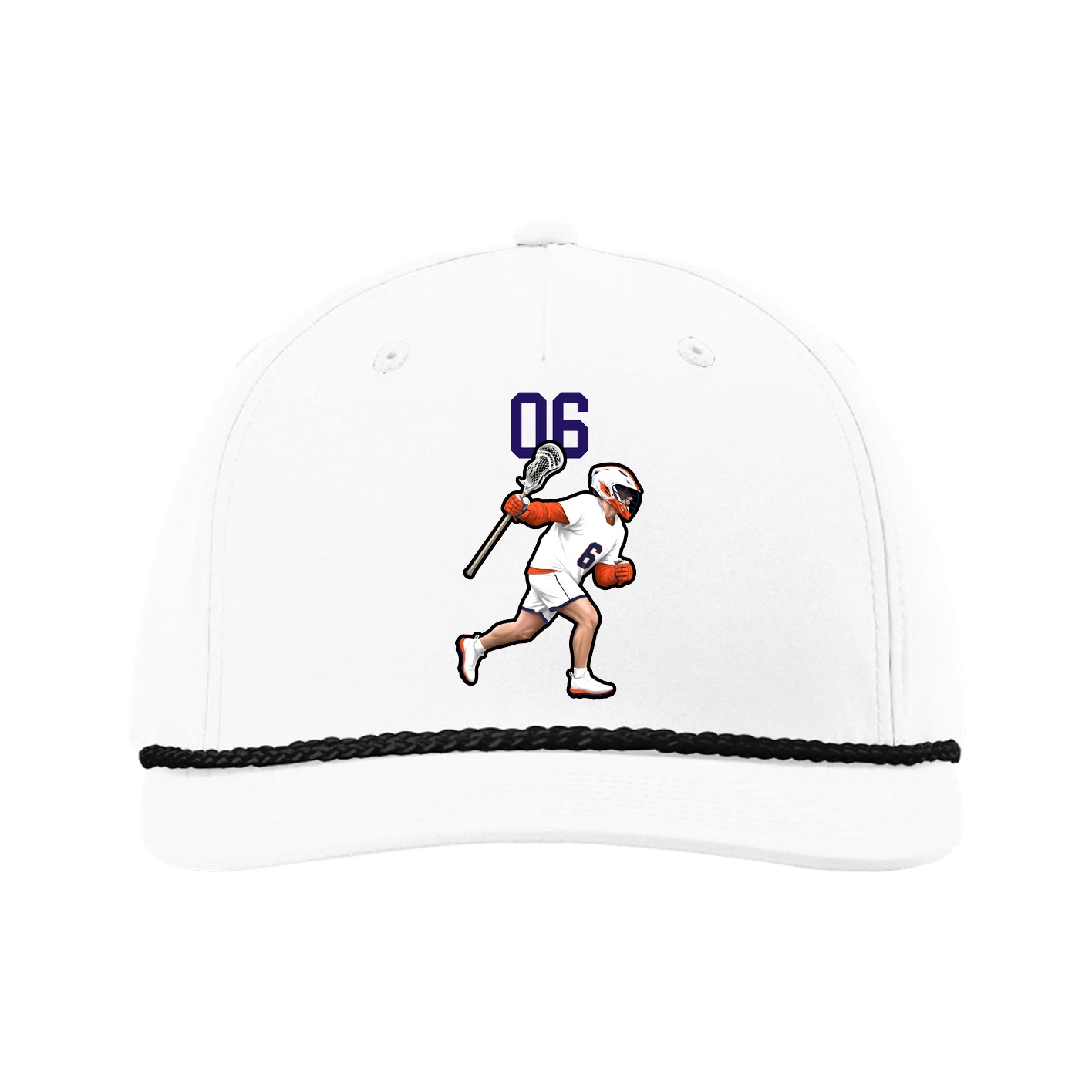Five-Panel Classic Rope Cap — Number Top in White
