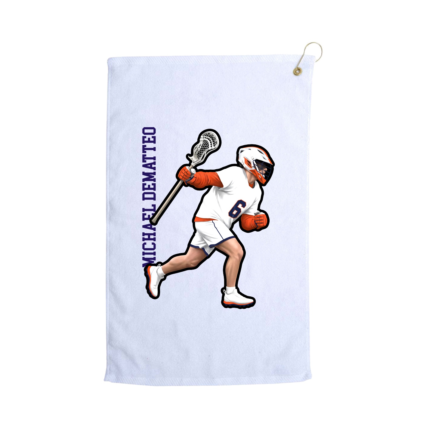 Golf Towel — Name Vertical in White