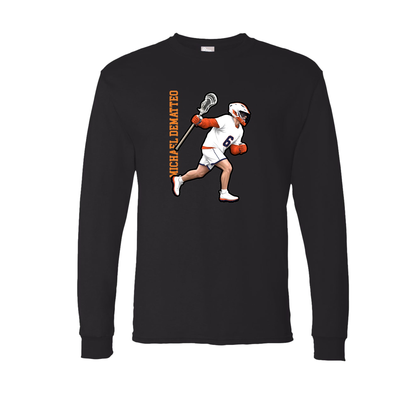 Long Sleeve Tee — Name Vertical in Black