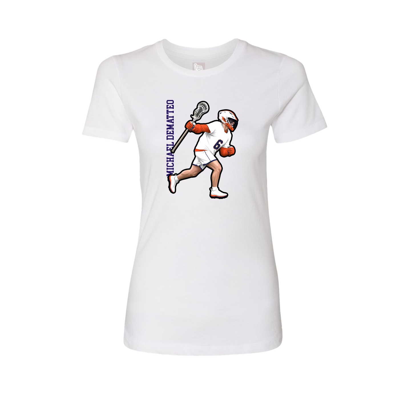 Fitted Women's Tee — Name Vertical in White